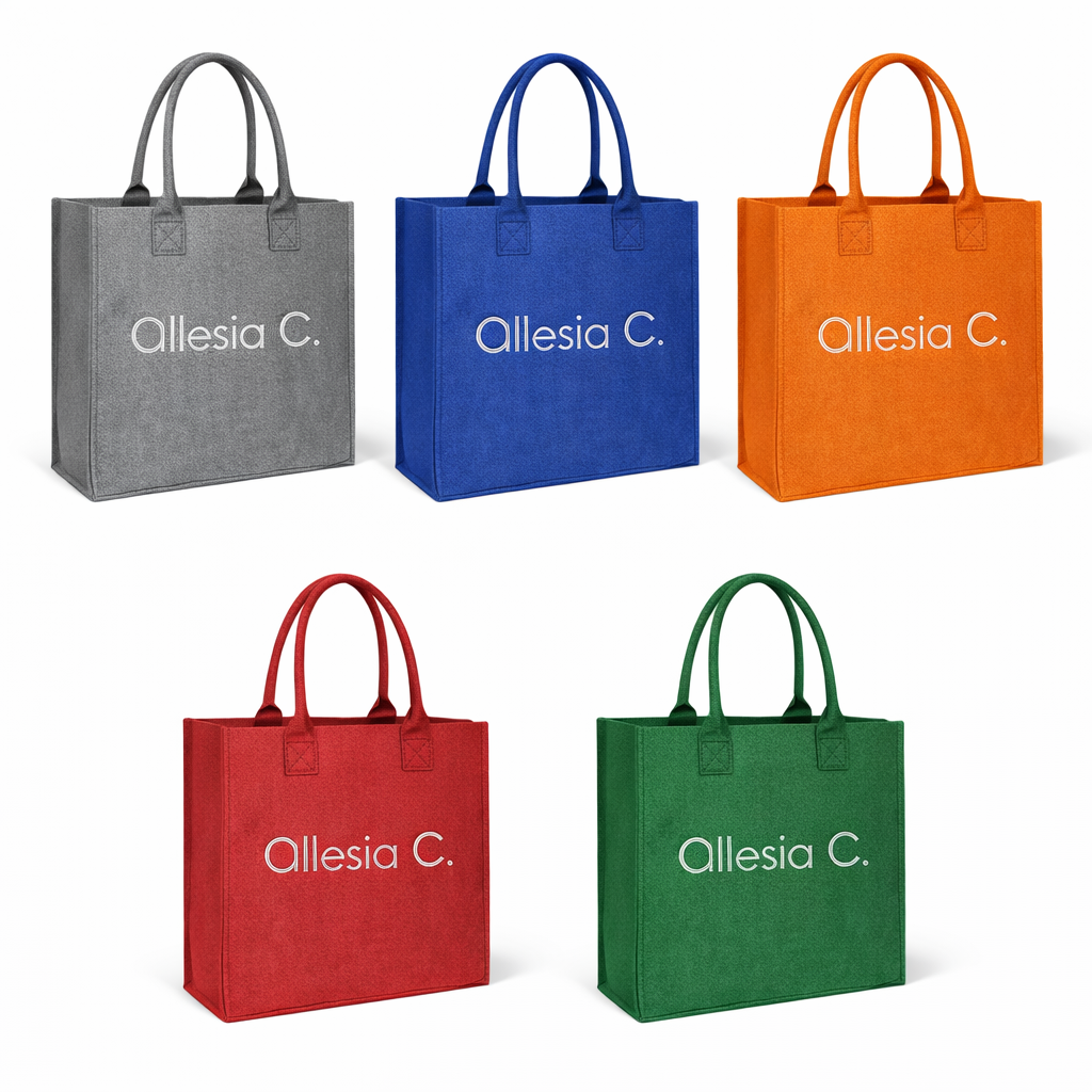 Felt and Logo Custom Printed Felted Tote Bag in Different Colors  by Alesia Chaika Art4Brand.com 1