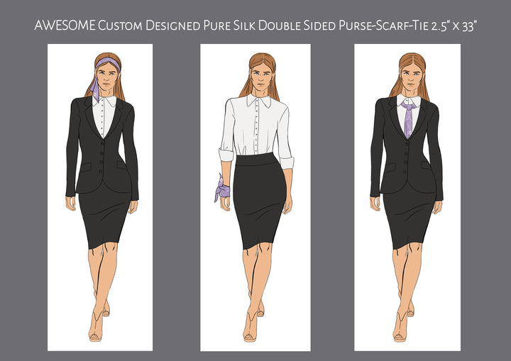 Custom Printed 100% Silk Luxury Twilly-Headband, Double Silk 2.5” x 33”