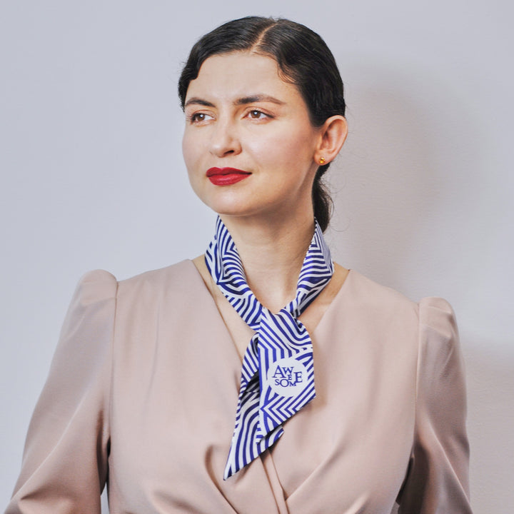 custom printed 100% silk twilly with logo branded corporate pocket squares accessories factory in USA by Alesia Chaika Art 4 Brand Art4Brand.com